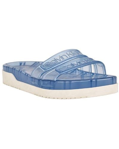 Calvin Klein Tobi Flat Slip On Pool Slides - Blue