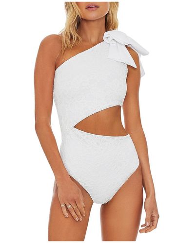 Beach Riot Embroidered Nylon One-piece Swimsuit - White