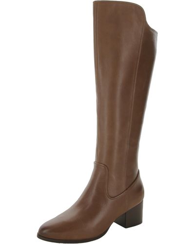 Johnston & Murphy Trista Leather Heel Synthetic Outsole Thigh-high Boots - Brown