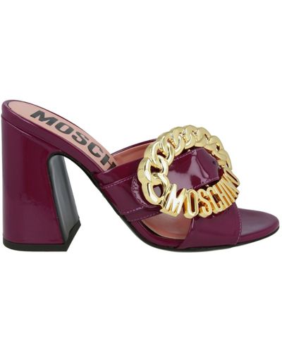 Moschino Logo Buckle Heel Sandals - Purple