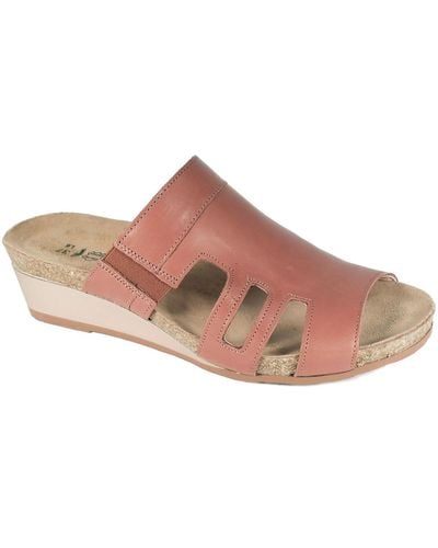 Naot Carriage Leather Slip On Wedge Sandals - Pink
