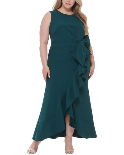 Eliza J Laguna Ruffled Long Evening Dress - Green