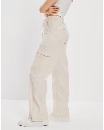 American Eagle Outfitters Ae Dreamy Drape Stretch Super High-waisted baggy Wide-leg Cargo Pant - White
