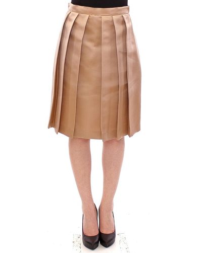 Andrea Incontri Elegant Silk Pleated Knee-Length Skirt - Multicolor