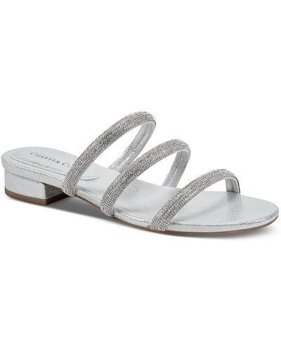 Charter Club Sunnyy Rhinestone Glitter Slide Sandals - White