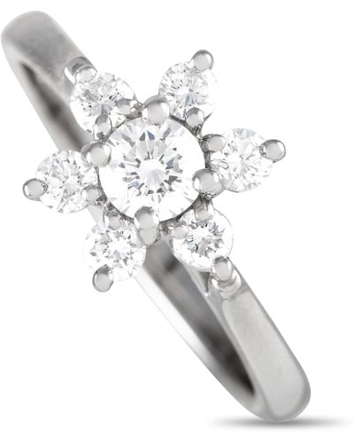 Tiffany & Co. Platinum 0.50 Ct Diamond Flower Cocktail Ring Ti06-051524 - Metallic