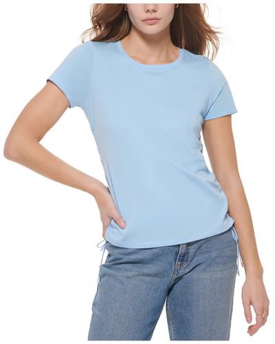 Calvin Klein Ruched Side-tie T-shirt - Blue
