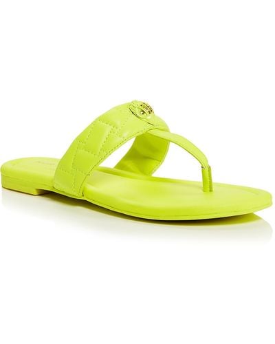 Kurt Geiger Kensington Flat Slip On T-strap Sandals - Yellow