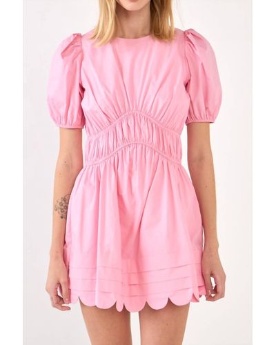 English Factory Scallop Detail Mini Dress - Pink