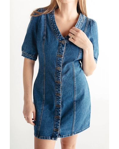 Amuse Society Claudette Jean Dress In Blue