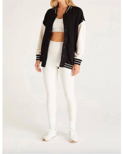 Z Supply Varsity Fleece Jacket - White