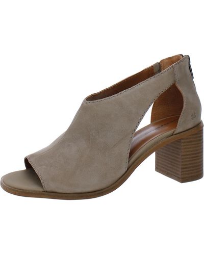 Lucky Brand Saimy Leather Open Toe Heels - Brown