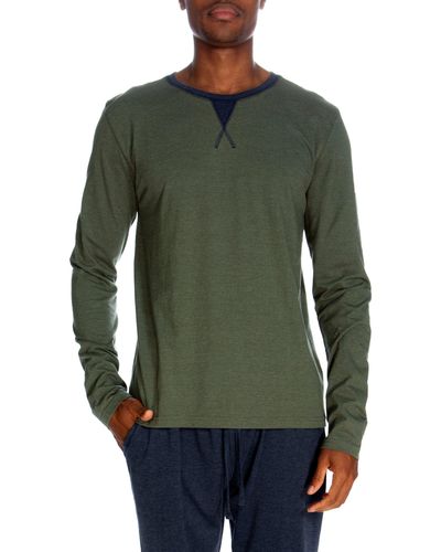 Unsimply Stitched Long Sleeve Contrast Crew - Green