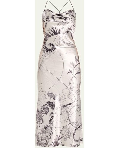 Jason Wu Cosmic Floral Print Satin Slip Dress - White