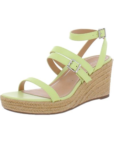 Vionic Sabina Leather Ankle Strap Wedge Sandals - Green