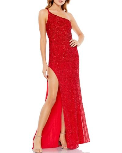 Mac Duggal Sequined Long Evening Dress - Red
