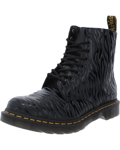 Dr. Martens 1460 Pascal Leather Embossed Combat & Lace-up Boots - Black