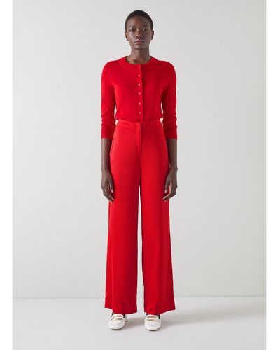 LK Bennett Seydoux Red Silky Suit Pants
