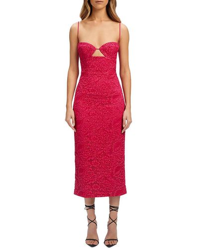 Bardot Ivanna Lace Open Back Cocktail And Party Dress - Red