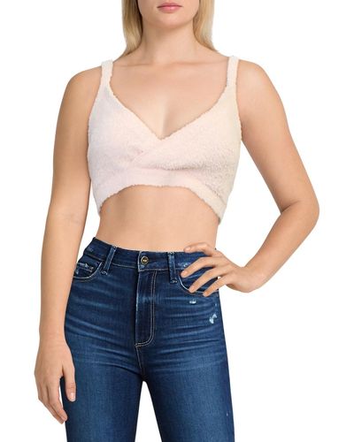 INC Cropped Chenille Tank Top - Blue