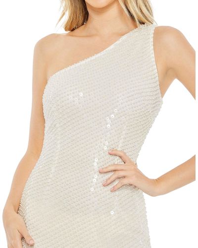 Mac Duggal One Shoulder Asymmetrical Hem Dress - White