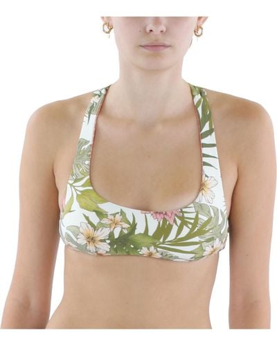 Rip Curl Beach Botanica Revo Crop Printed Polyester Bikini Swim Top - Green