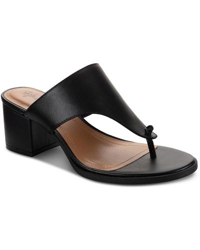 Style & Co. Kinsleyyp Faux Leather Slide On Heels - Black
