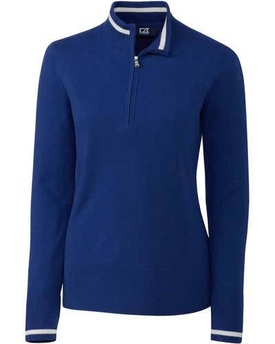 Cutter & Buck Lakemont Tipped Half-zip Sweater - Blue