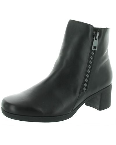 Munro Devon Leather Block Heel Boot - Black