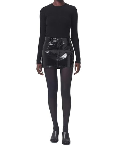 Agolde Recycled Leather Short Mini Skirt - Black