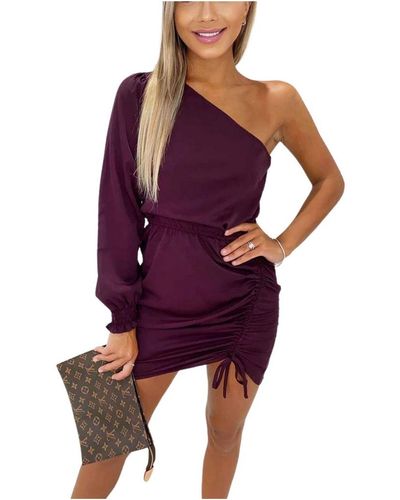 AX Paris Woven One Shoulder Cocktail And Party Dress - Purple