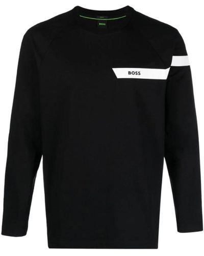 BOSS Men Togn 1 Long Sleeve Stretch Cotton T-shirt 001 - Black