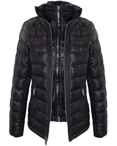 MICHAEL Michael Kors Double Zip Packable Jacket With Hidden Hood Down Fill - Black