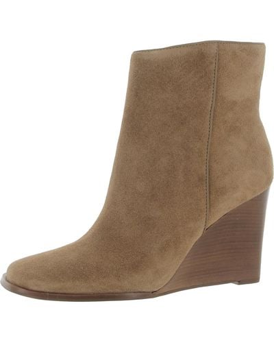 Dolce Vita Susann Padded Insole Square Toe Wedge Boots - Brown