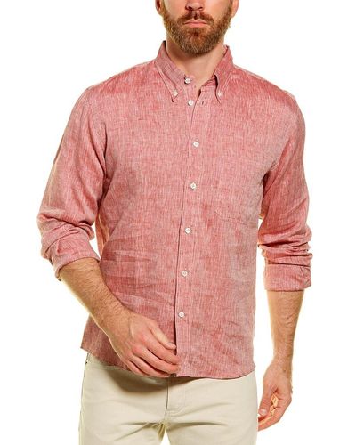 Billy Reid Tuscumbia Standard Fit Linen Woven Shirt - Red