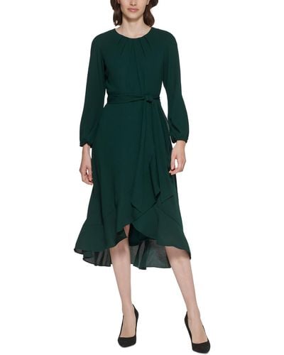 Jessica Howard Petites Ruffled Hi-low Midi Dress - Green
