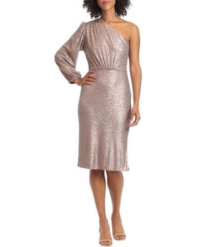 Maggy London Sequined One Shoulder Cocktail And Party Dress - Pink