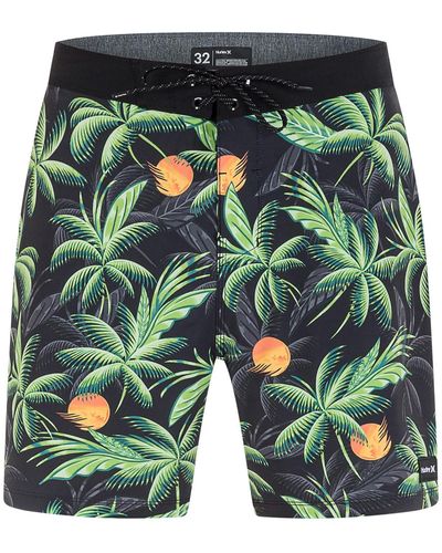 Hurley Big & Tall Printed Recycled Polyester Swim Trunks - Green