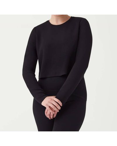 Spanx Cropped Long Sleeve Top - Black