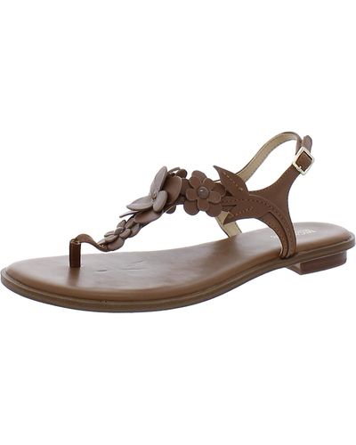 MICHAEL Michael Kors Floral Toe Loop Slide Sandals - Brown