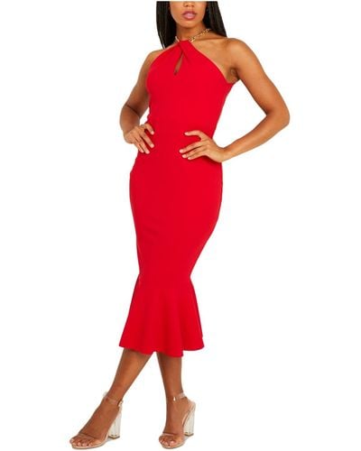 Quiz Ruffled Semi-formal Halter Dress - Red