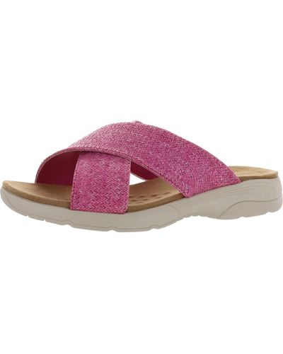 Easy Spirit Taite 2 Woven Slip On Slide Sandals - Pink