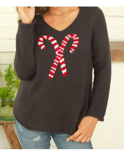 Wooden Ships Candy Cane Sweater - Gray