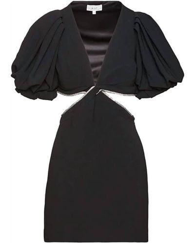 A.L.C. Hazel Shimmer Puff Sleeve Cut Out Mini Sheath Dress - Black
