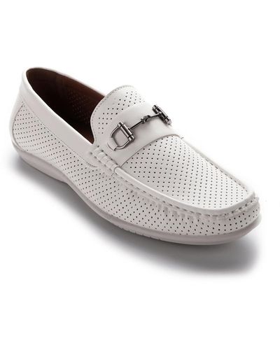 Aston Marc Faux Leather Slip-on Loafers - White