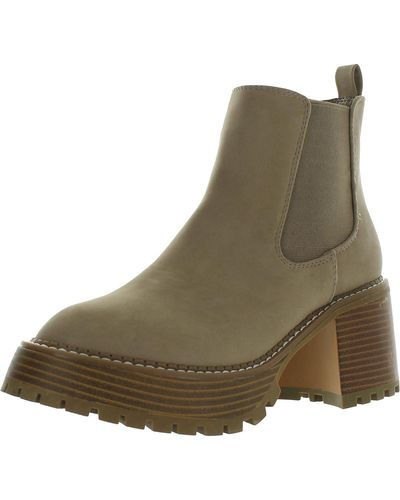 MIA Ali Faux Leather Stretch Chelsea Boots - Green