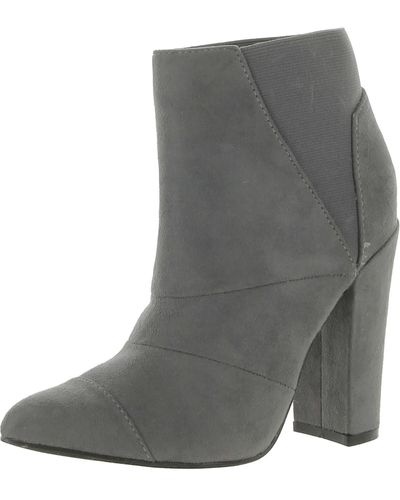 Michael Antonio Faux Suede Pointed Toe Ankle Boots - Gray