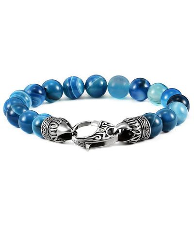 Crucible Jewelry Crucible Los Angeles 10mm Blue Banded Agate Bead Bracelet