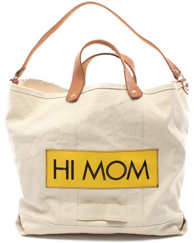 Golden Goose Hi Mom Shoulder Bag Tote Bag Canvas Leather Offyellow 2way - Metallic