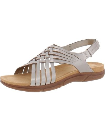 Easy Spirit Semar Leather Slingback Flat Sandals - Metallic